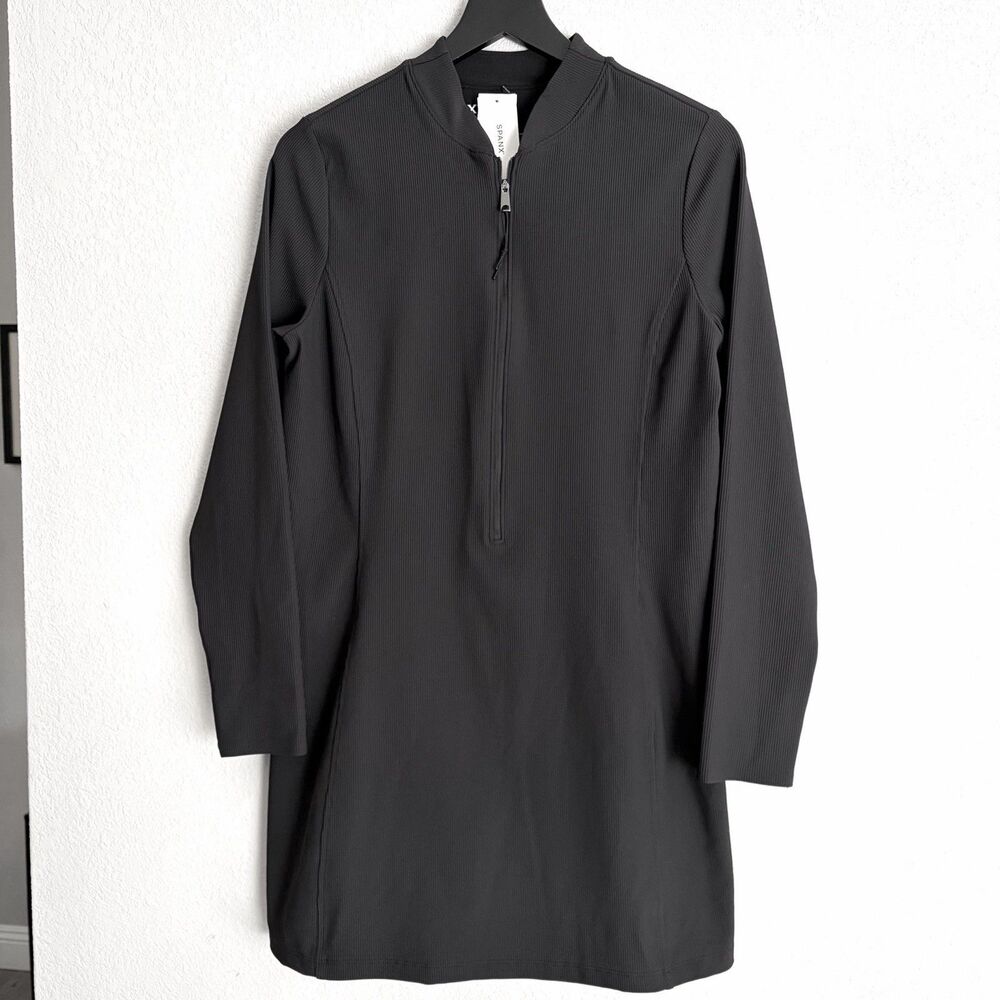 SPANX Half-Zip Rib Minidress in black Size L